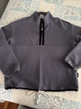 VARLEY Ribbed Knit Long Sleeve Pullover in Slate Blue Size Medium